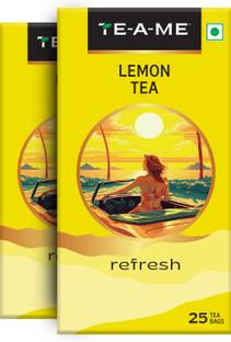 TE-A-ME Pack of 2 X 25 = 50 Lemon Black Tea Bags Box