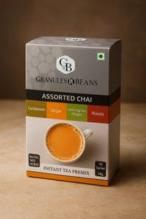 Granules and Beans Assorted Tea Instant Premix | Sampler Pack of Cardamom Tea, Ginger tea, Lemongrass-Ginger Tea & Masala Tea Instant Premix Assorted, Lemon Grass, Ginger, Cardamom, Spices Instant Tea Box