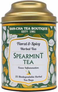 SANCHA Spearmint Tea, Caffeine Free Herbal Tea, Calming Tea, Tea for Bloating Mint Herbal Infusion Tea Bags Tin
