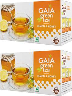 GAIA Green Tea Honey & Lime 25 tea bags Pack of 2 Honey, Lime Flower Green Tea Bags Box