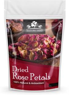 NATURE YARD Sun Dried rose Petal / Gulab Patti - 100gm - Edible Rose leaves / herbal tea Green Tea Pouch