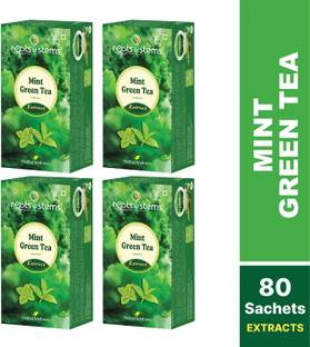 Roots & Stems Green Tea Mint Extract Premix |Instant Mix Green Tea with Probiotic for Fat Loss Mint Green Tea Box