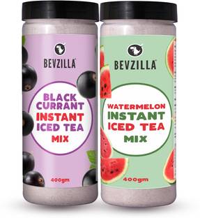 Bevzilla Blackcurrant & Watermelon Flavored Instant Iced Tea Mix| 2 Flavoured combo Iced Tea Plastic Bottle