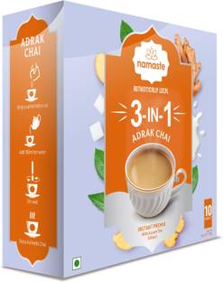 Namaste Chai Instant Tea Premix, Adark Flavor | Assam | Ginger | Milk and Sugar | Ready Mix (18g x 10 Sachets,Powder) Instant Tea Pouch