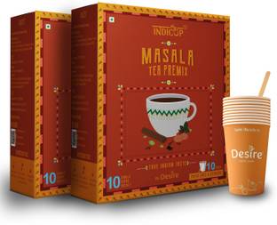 INDICUP Masala Tea Premix True Indian Taste Ginger, Cinnamon, Cloves, Cardamom, Black Pepper Instant Tea Box