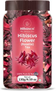 HIBASCO Hibiscus Flower Tea - 130 Gm Hibiscus Herbal Tea Plastic Bottle