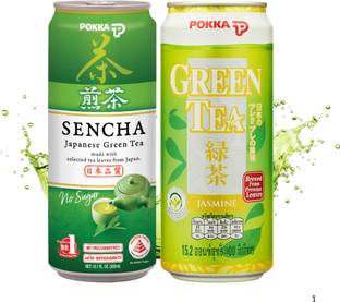 Pokka 100% Real Brewed Premium Green Tea Leaves Ready-to-Drink | Refreshing Jasmine, Sencha Green Tea Tin