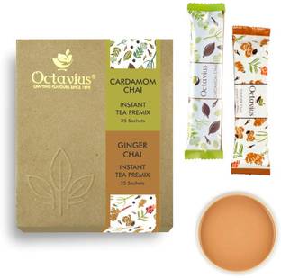 Octavius Ginger & Cardamom Chai Ready Tea Economy Pack ( 2 in 1) Assorted Instant Tea Box