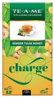 TE-A-ME Charge Ginger, Tulsi, Honey Infusion Tea Bags Box