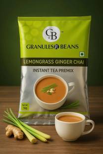 Granules and Beans Lemongrass Ginger Tea Instant Premix | Lemongrass Adrak Chai Instant Pemix | Bulk Pack of 1 Kg, Instant Chai for Immunity & Freshness Lemon Grass, Ginger Instant Tea Pouch