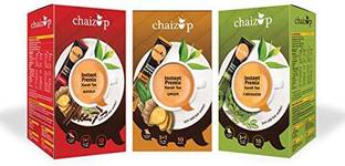 chaizup Instant Cardamom, Ginger and Masala Premix Tea Instant Premix Tea 3 X 10 Sachets Cardamom Instant Tea Box
