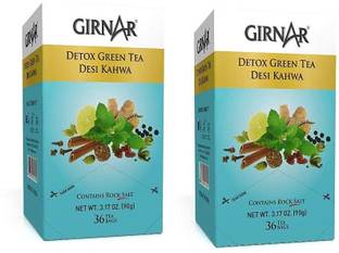 Girnar Detox Green Tea Desi Kahwa Pack of 2 Herbs Green Tea Bags Box (2 x 36 Tea Bags) Spices, Herbs Green Tea Bags Box