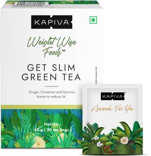 Kapiva Get Slim Tea | Natural Metabolism Booster | Lemongrass Flavor Green Tea Bags Box