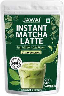 JAWAI MATCHA LATTE INSTANT PREMIX | Japanese Matcha Green Tea Powder | UNSWEETENED Matcha Tea Pouch