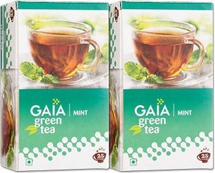 GAIA Green Tea Mint 25 tea bags ( Pack of 2 ) Mint Green Tea Bags Box