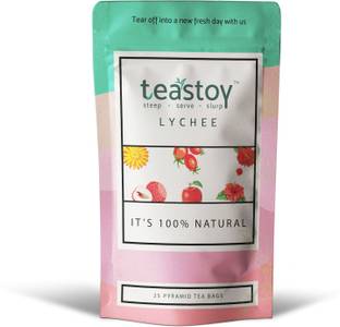 TEASTOY Ice Tea | Lychee Flavour - 1 Pouch (25 Sachets/ 25 Cups) Tea Pouch
