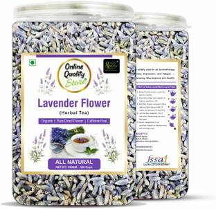 Online Quality Store Combo Pack of Lavender Flower Tea (100g) + Rose Flower Tea (100g) | Herbal Tea Plastic Bottle