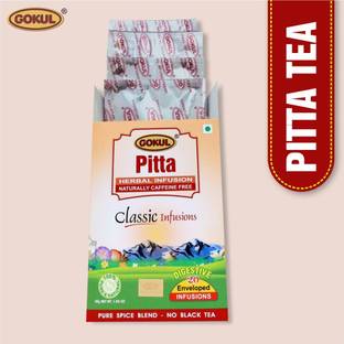 GOKUL Pitta Herbal Tea Ayurvedic, Caffeine‑Free, Anti‑Inflammatory Wellness Ginger, Cinnamon, Black Pepper, Cardamom, Cloves Herbal Tea Bags Box