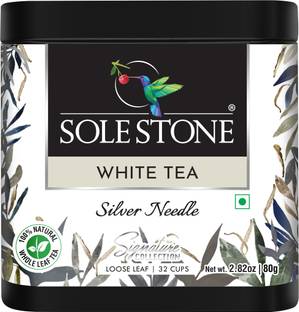 SOLE STONE Silver Needle White Tea | Antioxidant Rich | 100% Natural | Pure White Tea buds Unflavoured White Tea Tin