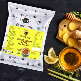 D'aromas Ginger Lemon Grass Tea Instant Premix Powder 1kg, Suitable for Vending Machine, Ginger, Lemon Instant Tea Pouch