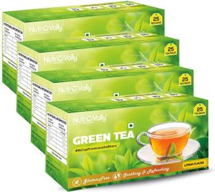 NutroVally Green Tea for weight loss & Build Immunity | Premium green tea leaves Lemon Green Tea Bags Box