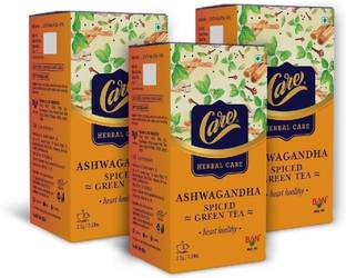 CARE ASHWAGANDHA SPICED GREEN TEA - 75 TEA BAGS Black Pepper, Cardamom, Cinnamon, Cloves, Ginger, Tulsi Green Tea Bags Box