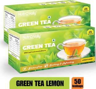 NutroVally green tea for weight loss & Build Immunity | Premium tea leaves with Active Ingredients Lemon Green Tea Lemon Green Tea Bags Box