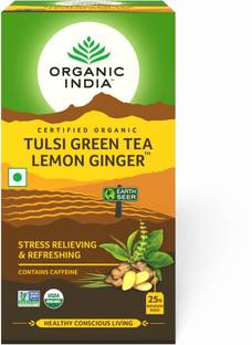 ORGANIC INDIA Lemon, Ginger and Tulsi Green Tea Bags Box