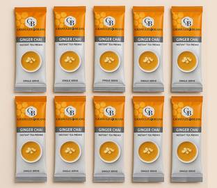 Granules and Beans Ginger Tea Instant Premix (Adrak Chai) - Value Pack of 50 Serving Tea | 50 Sachets of 14gms Each Instant Chai for Immunity & Freshness Ginger Instant Tea Pouch