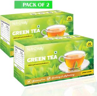 NutroVally Premium Green Tea with Lemon | Weight Loss, Immunity Booster Rich Tea Leaves | Lemon Green Tea Bags Box