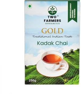 TWO FARMERS ORGANICS Premium Kadak CTC Tea Leaves Traditional Indian Chaipatti Strong Earthy Flavour Tea Blend Vacuum Pack