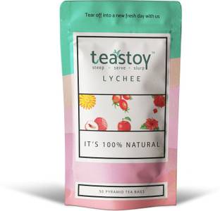 TEASTOY Ice Tea | Lychee Flavour - 1 Pouch (50 Sachets/ 50 Cups) Tea Pouch