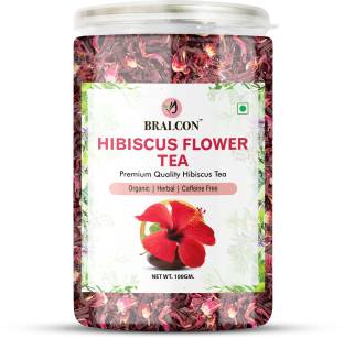 BRALCON Organic Hibiscus Flower Tea- 100g | Hibiscus Tea Leaves| 100% Pure & Natural Hibiscus Herbal Tea Plastic Bottle