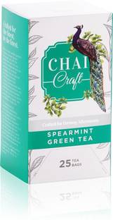 Chai Craft Cooling and Refreshing Spearmint Green Tea, 25 Tea Bags Mint Green Tea Bags Box