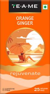 TE-A-ME Pack of 1 (1 X 25 = 25 Tea Bags) Orange, Ginger Herbal Infusion Tea Bags Box