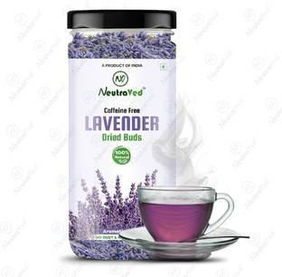 NeutraVed Lavender Flowers Buds Dried Green Tea Loose Leaves Soothing,Stress Relief Lavender Herbal Tea Plastic Bottle