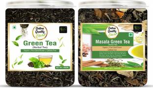 Online Quality Store Combo Pack of Organic Masala Green Tea - 100g and Green Tea Leaves- 100g Green Tea Plastic Bottle
