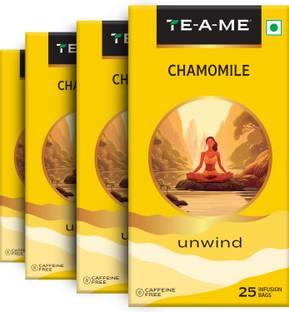 TE-A-ME Pack of 4 ( 4 X 25 = 100 Tea Bags ) Chamomile Infusion Tea Bags Box