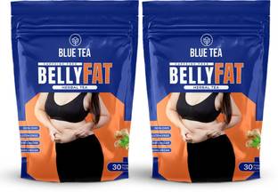 BLUE TEA Belly Fat Tea | Fat Loss, Manage Weight, Flatter Tummy, Slim Belly Caffeine Free Herbal Tea Bags Pouch