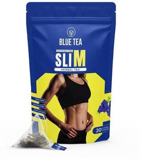 BLUE TEA Slimming Tea for Weight Loss, Reduces Belly Fat, Caffeine Free & Sugar Free Garcinia Herbal Tea Bags Pouch
