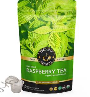 TEACURRY Raspberry Leaf Tea (2 Month, 200g) + Infuser - For Period, Fertility, Pregnancy Raspberry Herbal Tea Pouch