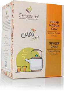 Octavius Ginger & Indian Masala Chai Ready Tea Economy Pack ( 2 in 1) Ginger Instant Tea Box