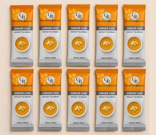 Granules and Beans Ginger Tea Instant Premix (Adrak Chai) - Value Pack of 50 Serving Tea | 50 Sachets of 14gms Each Instant Chai for Immunity & Freshness Ginger Instant Tea Pouch