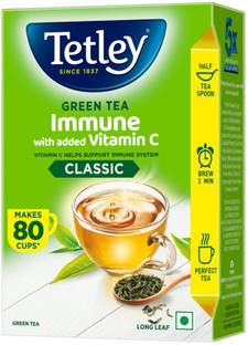 Tetley Green Tea Long Leaf Immune, With Added Vitamin C Green Tea Box