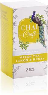 Chai Craft Green Tea, Lemon and Honey, Natural Detox Tea, 25 Tea Bags Honey, Lemon Green Tea Bags Box