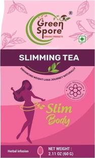 Green Spore Slimming Tea for Weight Loss|A Blend of Natural herbs |Reduces Fat Accumulation| Lemon Grass, Amla, Cinnamon, Ginger Herbal Tea Pouch