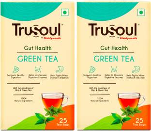 Trusoul Natural Herbal Gut Health Green Tea Enriched with the Goodness of Mint Green Tea Bags Pouch