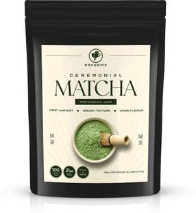 Brewbird Matcha Tea Powder Ceremonial Grade Shizuoka Japan First Harvest Green Tea Leaves Matcha Tea Pouch