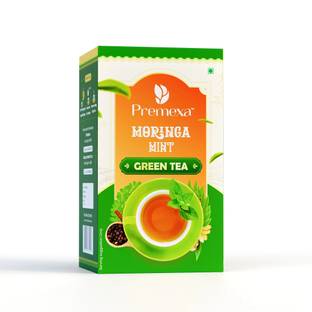 PREMEXA Moringa Mint Green Tea| Real Ingredients| No Bitter Taste | For Weight loss Unflavoured Herbal Tea Bags Box