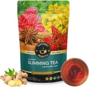TEACURRY 28 Day Slimming Tea for Weight Loss | 100 grams of Slimming Tea, 100 Cups | Helps with Weight Loss, Tummy Reduction, Prevent Ageing Signs, Liver Detoxification | Weight Loss Tea for Women & Men Green Tea Pouch